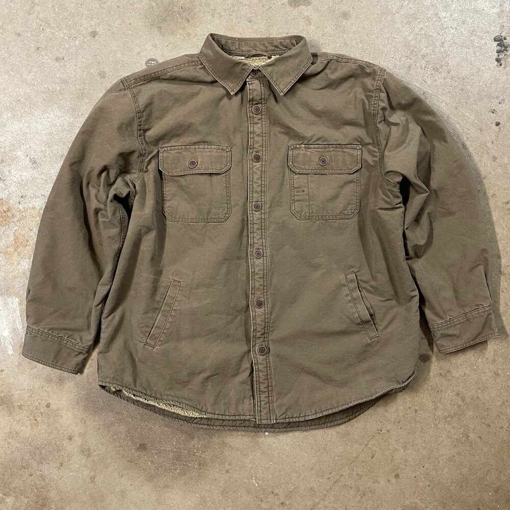 Outdoor Life Sherpa Lined Brown Cotton Canvas Work Jacket Size XL
